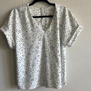 Polka Dot Rolled Sleeve Top
